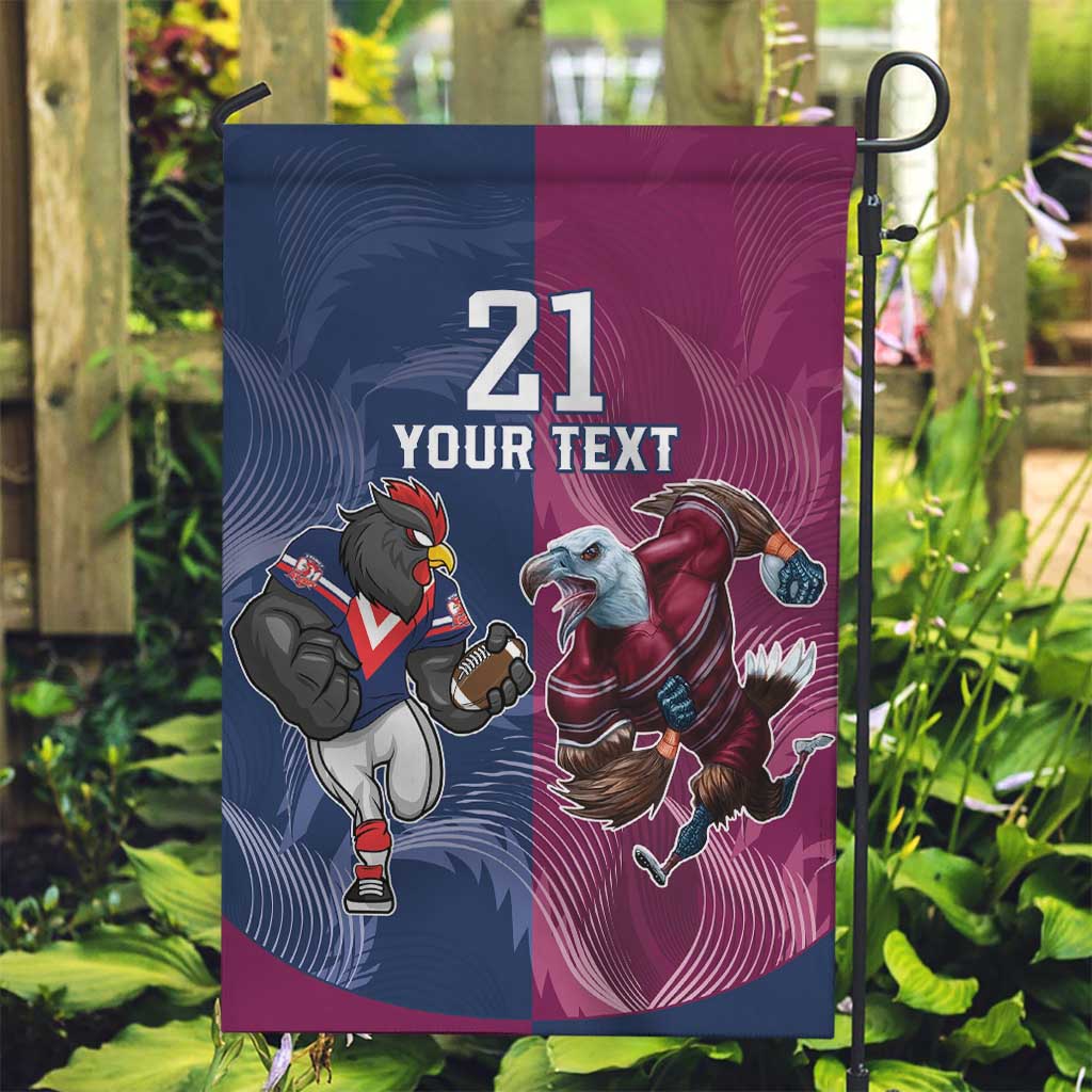 Roosters-Sea Eagles Rugby Custom Garden Flag Half Grunge Style - Vibe Hoodie Shop