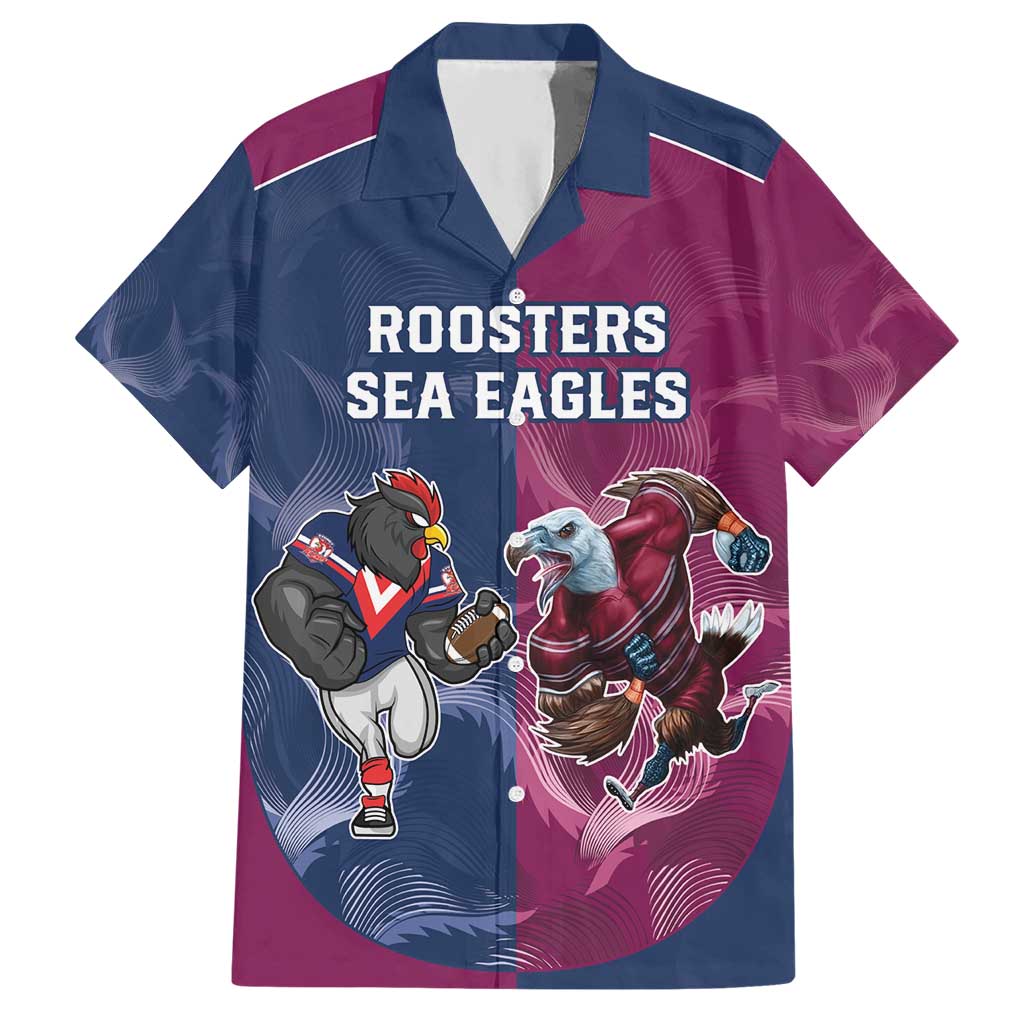 Roosters-Sea Eagles Rugby Custom Hawaiian Shirt Half Grunge Style - Vibe Hoodie Shop