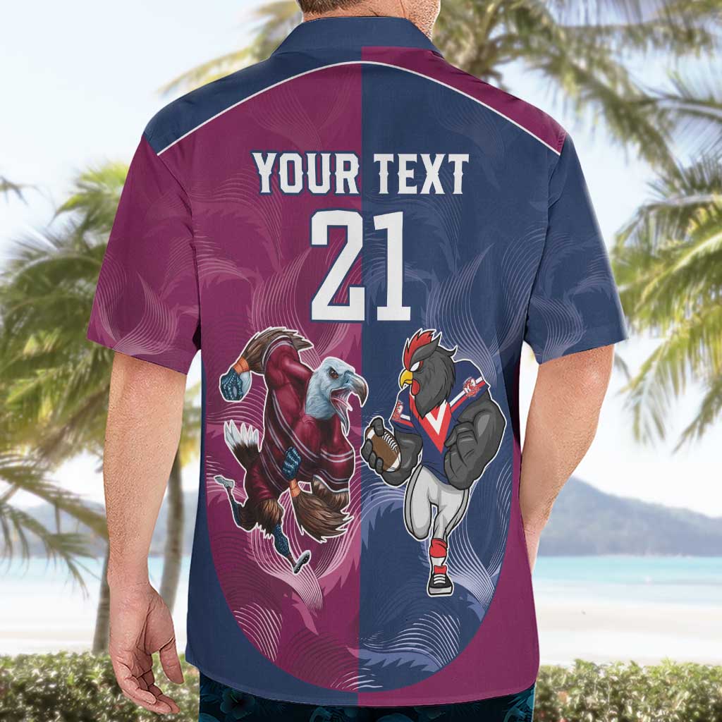 Roosters-Sea Eagles Rugby Custom Hawaiian Shirt Half Grunge Style - Vibe Hoodie Shop