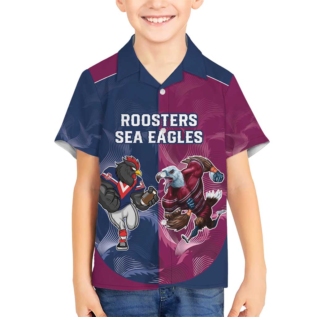 Roosters-Sea Eagles Rugby Custom Hawaiian Shirt Half Grunge Style - Vibe Hoodie Shop