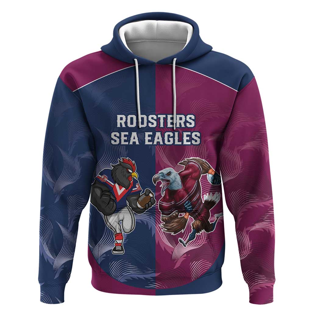 Roosters-Sea Eagles Rugby Custom Hoodie Half Grunge Style LT9 - Vibe Hoodie Shop