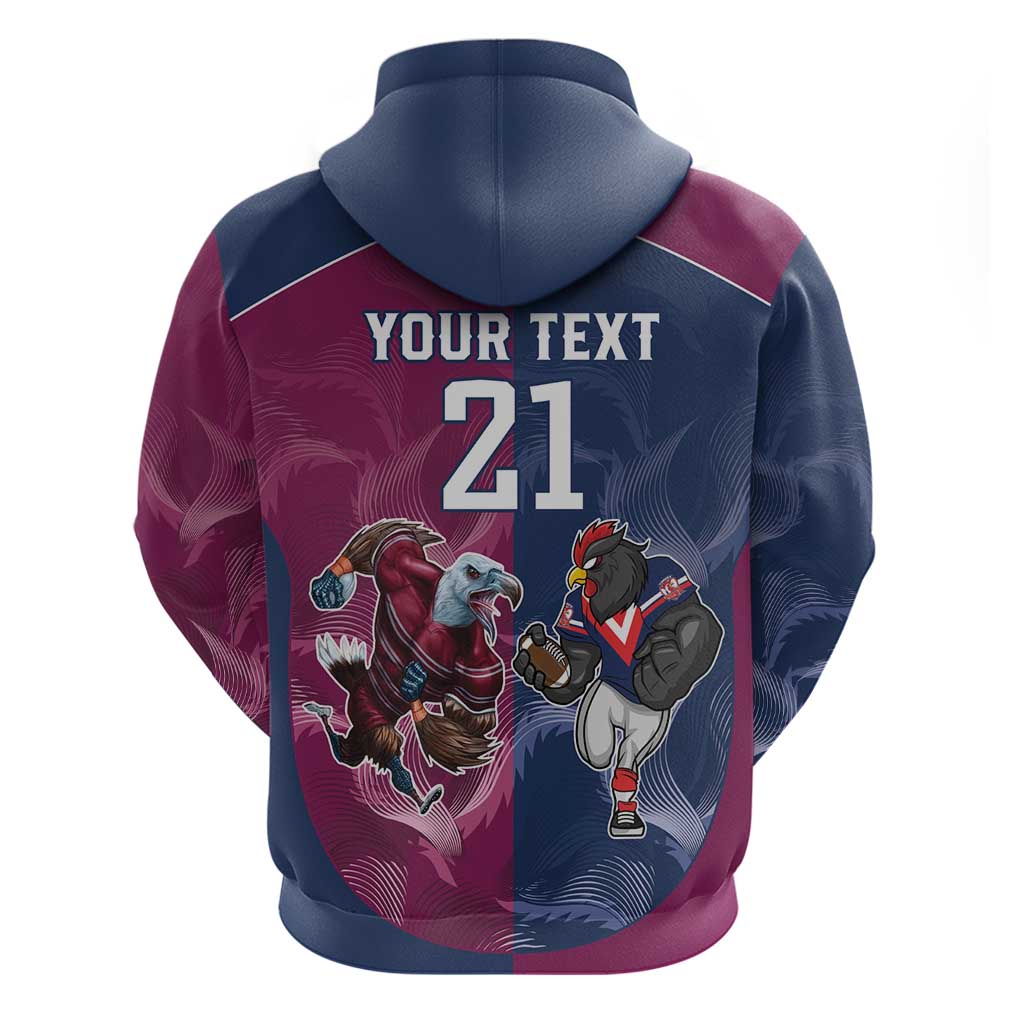 Roosters-Sea Eagles Rugby Custom Hoodie Half Grunge Style LT9 - Vibe Hoodie Shop