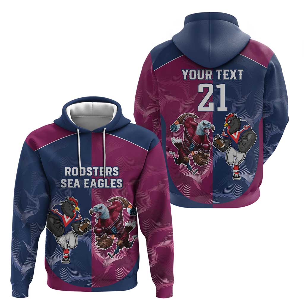 Roosters-Sea Eagles Rugby Custom Hoodie Half Grunge Style LT9 - Vibe Hoodie Shop