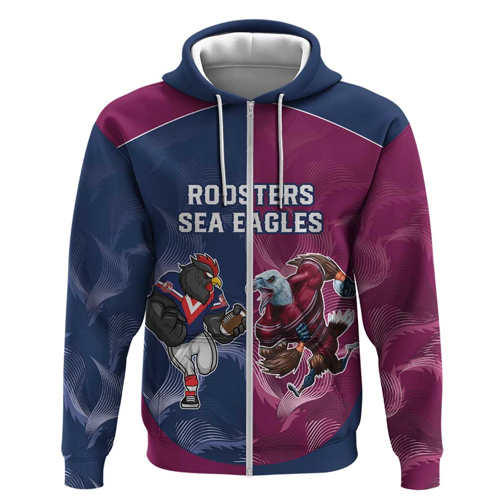Roosters-Sea Eagles Rugby Custom Hoodie Half Grunge Style LT9 - Vibe Hoodie Shop