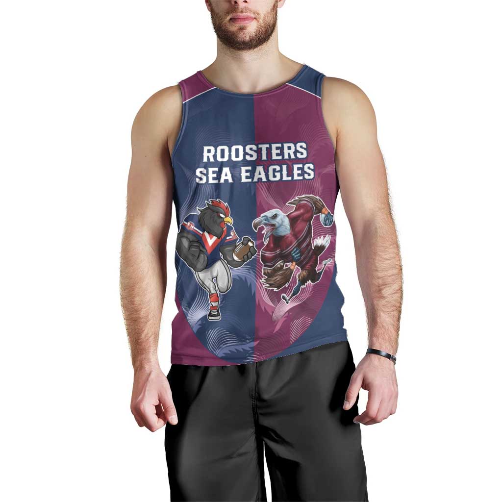 Roosters-Sea Eagles Rugby Custom Men Tank Top Half Grunge Style - Vibe Hoodie Shop