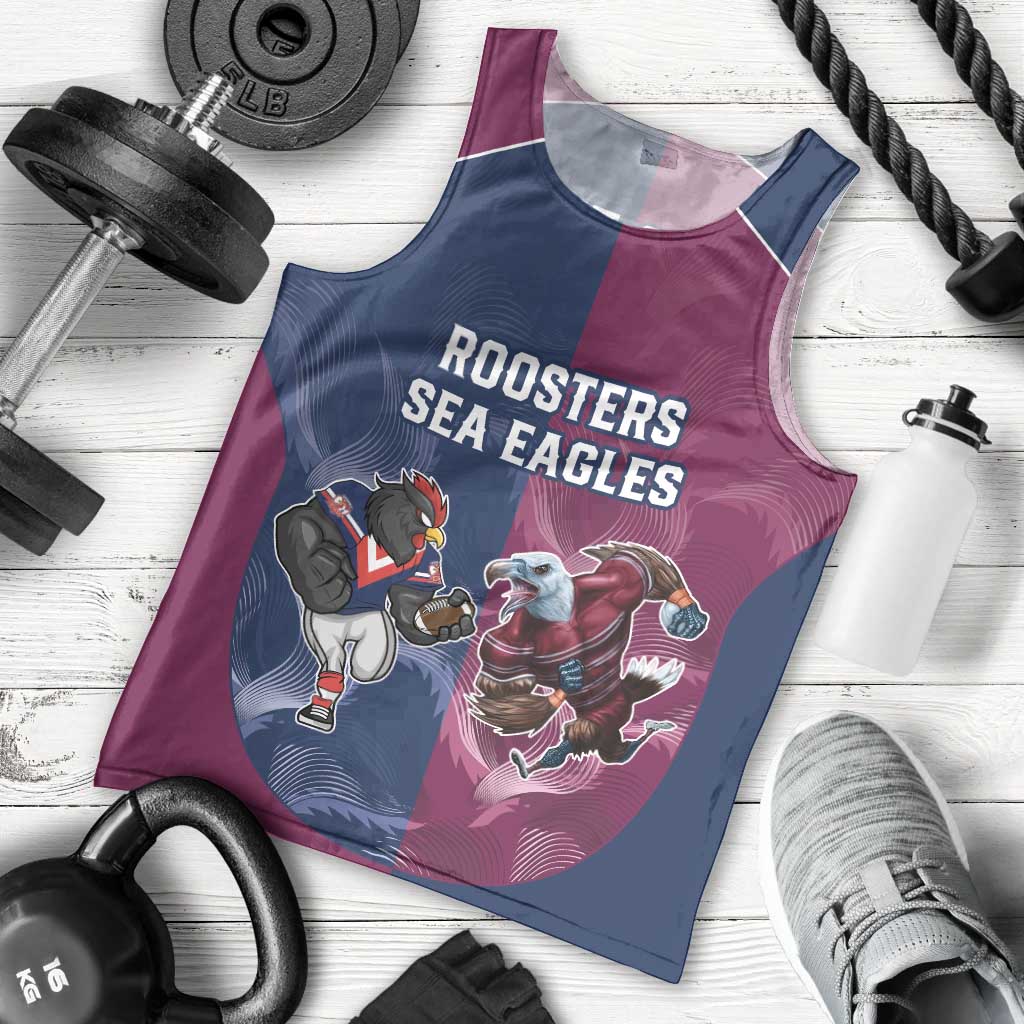 Roosters-Sea Eagles Rugby Custom Men Tank Top Half Grunge Style - Vibe Hoodie Shop