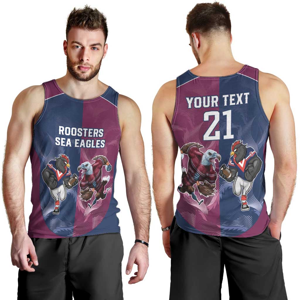 Roosters-Sea Eagles Rugby Custom Men Tank Top Half Grunge Style - Vibe Hoodie Shop
