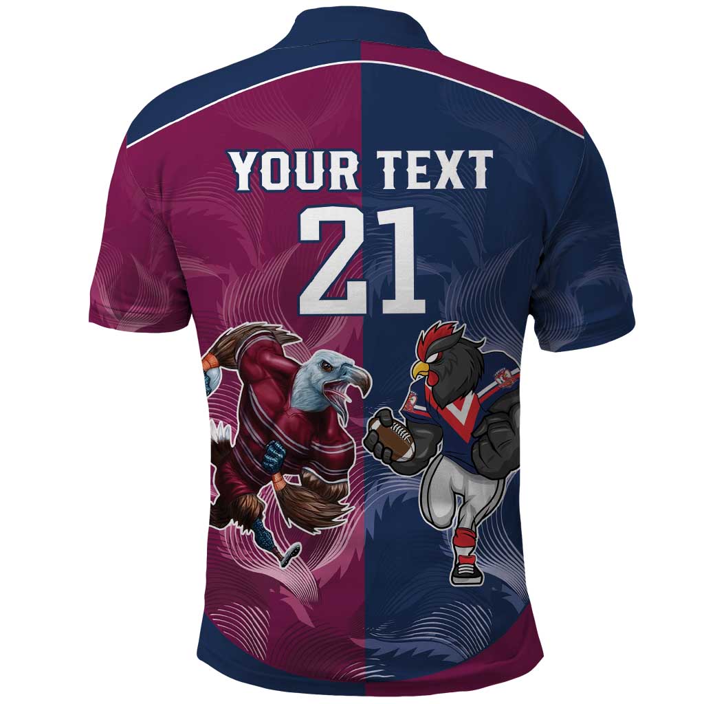 Roosters-Sea Eagles Rugby Custom Polo Shirt Half Grunge Style LT9 - Vibe Hoodie Shop