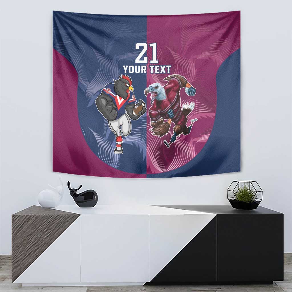 Roosters-Sea Eagles Rugby Custom Tapestry Half Grunge Style - Vibe Hoodie Shop