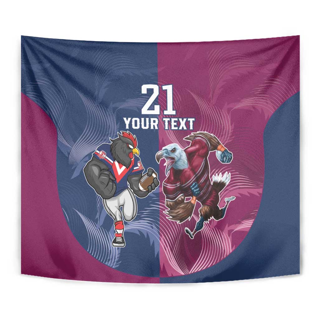 Roosters-Sea Eagles Rugby Custom Tapestry Half Grunge Style - Vibe Hoodie Shop