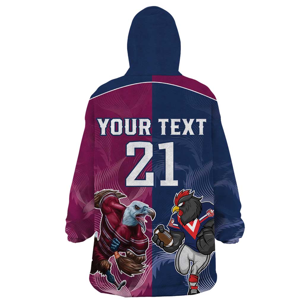 Roosters-Sea Eagles Rugby Custom Wearable Blanket Hoodie Half Grunge Style - Vibe Hoodie Shop