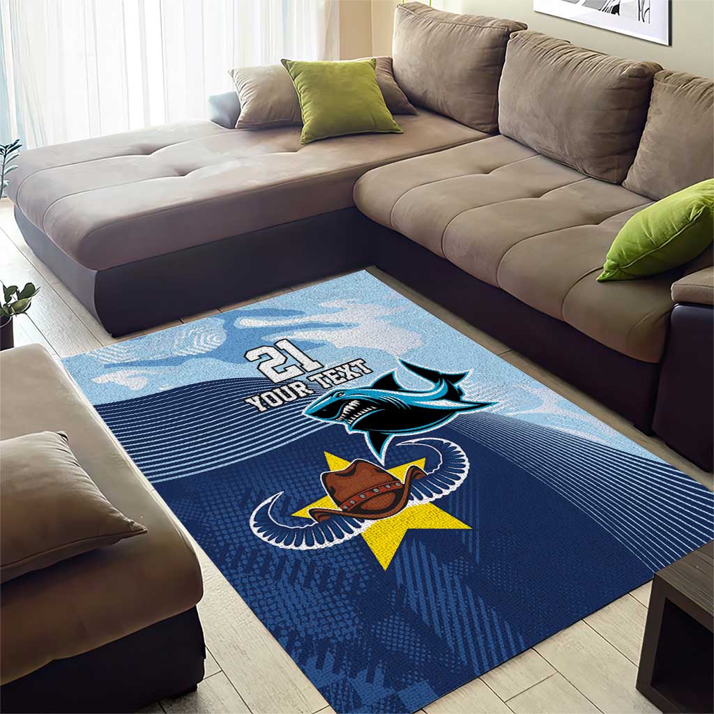 Sharks-Cowboys Rugby Custom Area Rug Half Dynamic Style - Vibe Hoodie Shop