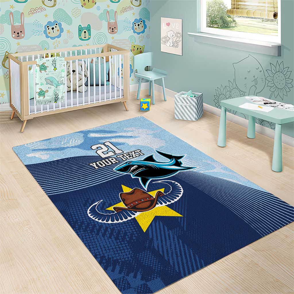 Sharks-Cowboys Rugby Custom Area Rug Half Dynamic Style - Vibe Hoodie Shop