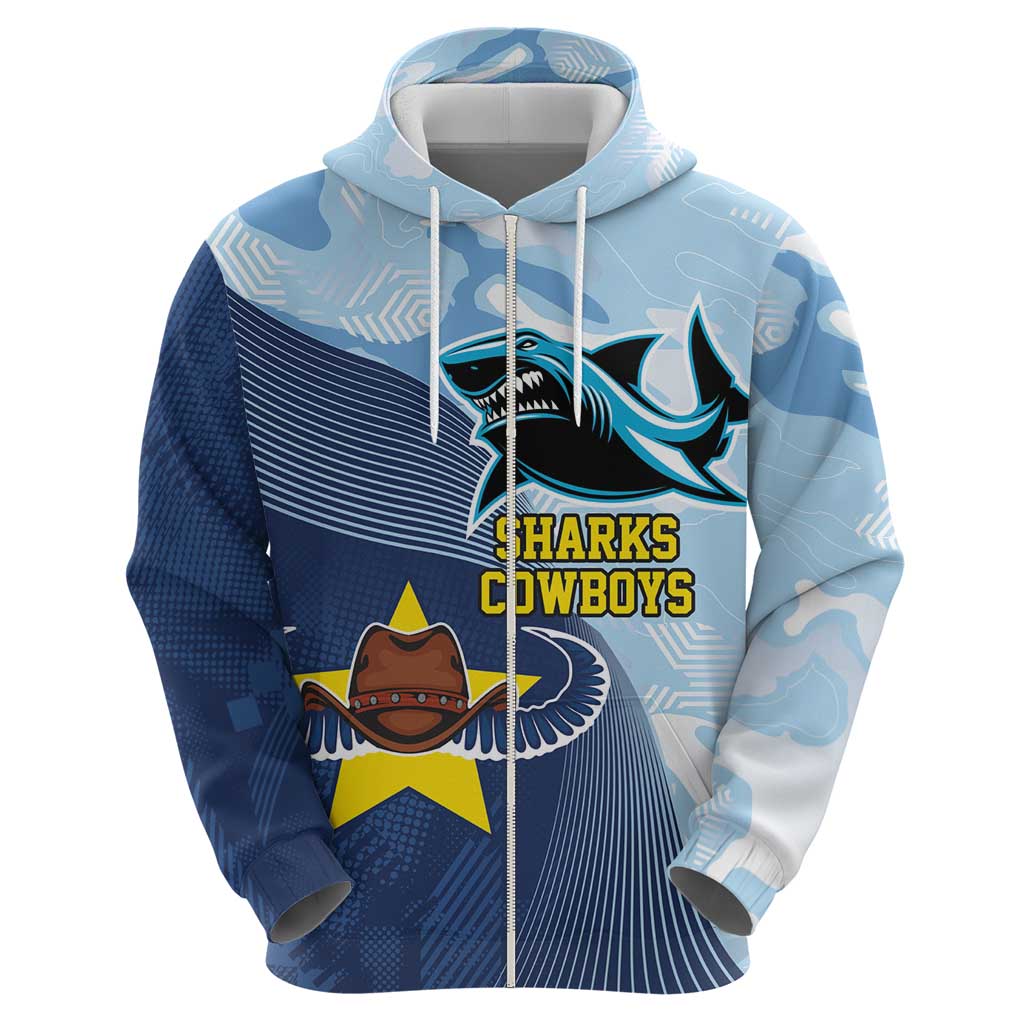 Sharks-Cowboys Rugby Custom Hoodie Half Dynamic Style LT9 - Vibe Hoodie Shop