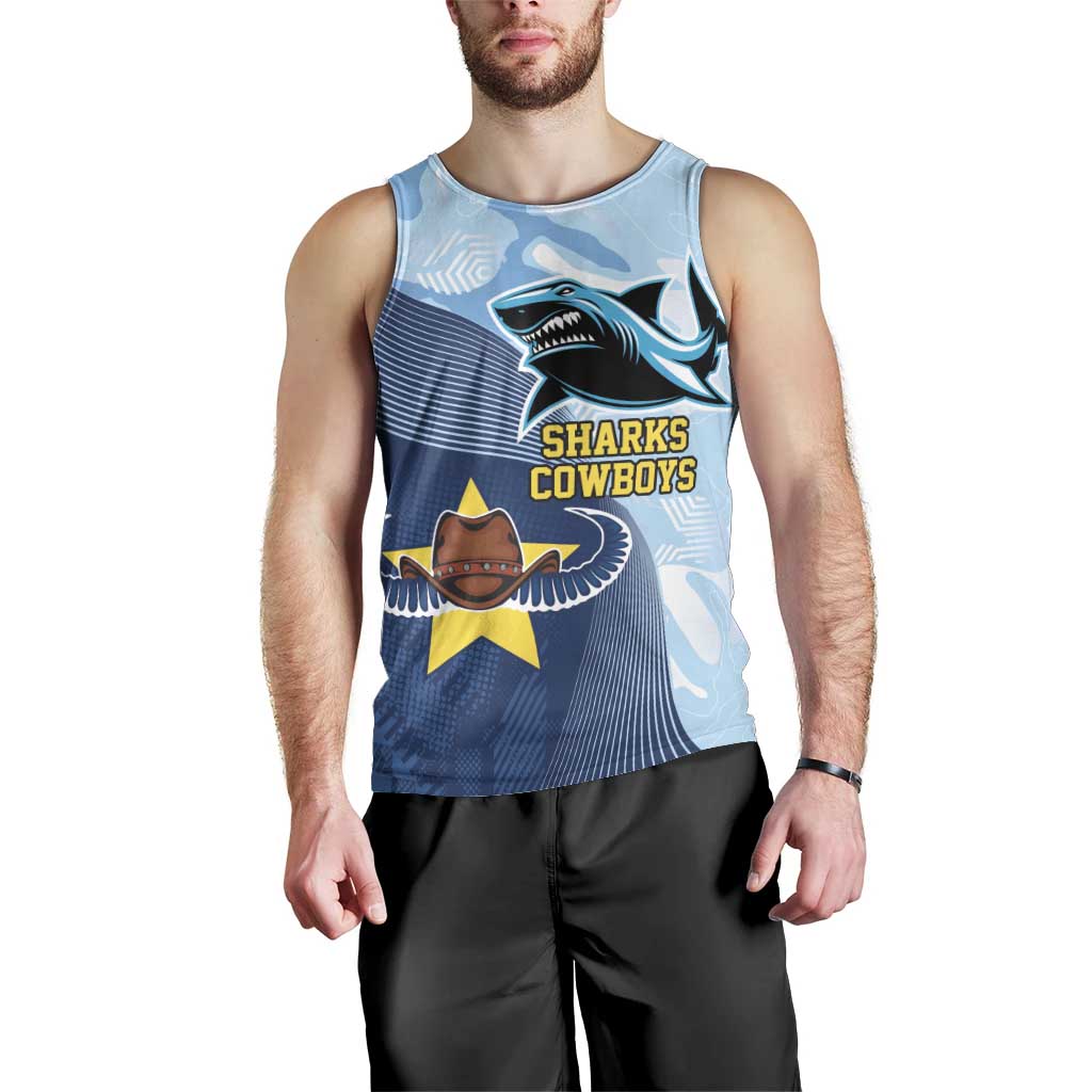 Sharks-Cowboys Rugby Custom Men Tank Top Half Dynamic Style - Vibe Hoodie Shop