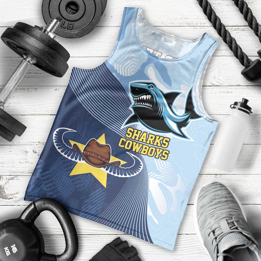Sharks-Cowboys Rugby Custom Men Tank Top Half Dynamic Style - Vibe Hoodie Shop