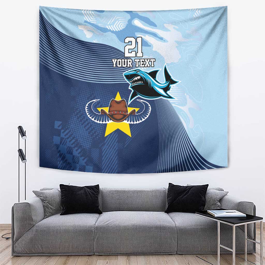 Sharks-Cowboys Rugby Custom Tapestry Half Dynamic Style - Vibe Hoodie Shop