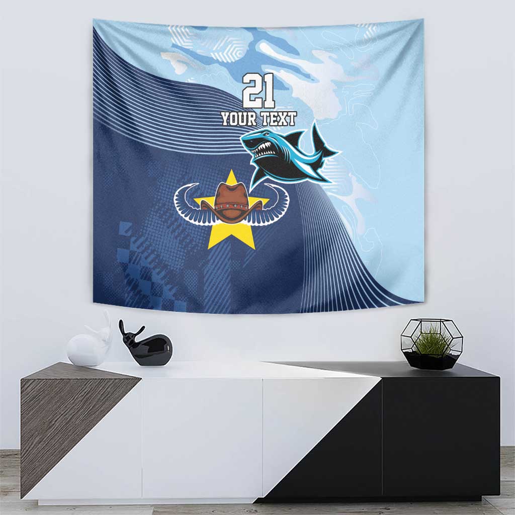 Sharks-Cowboys Rugby Custom Tapestry Half Dynamic Style - Vibe Hoodie Shop