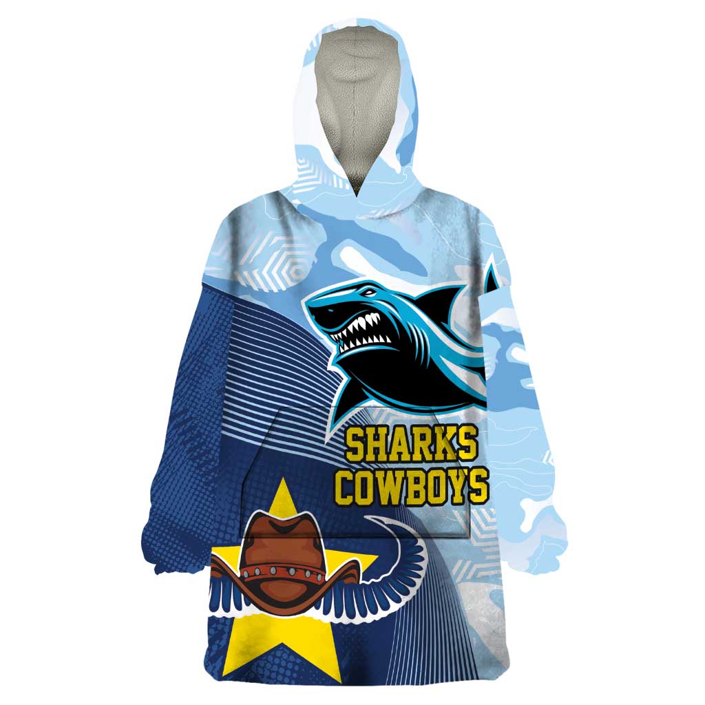 Sharks-Cowboys Rugby Custom Wearable Blanket Hoodie Half Dynamic Style - Vibe Hoodie Shop