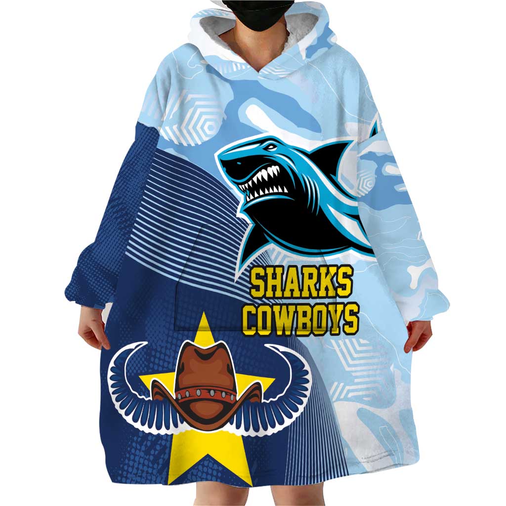 Sharks-Cowboys Rugby Custom Wearable Blanket Hoodie Half Dynamic Style - Vibe Hoodie Shop