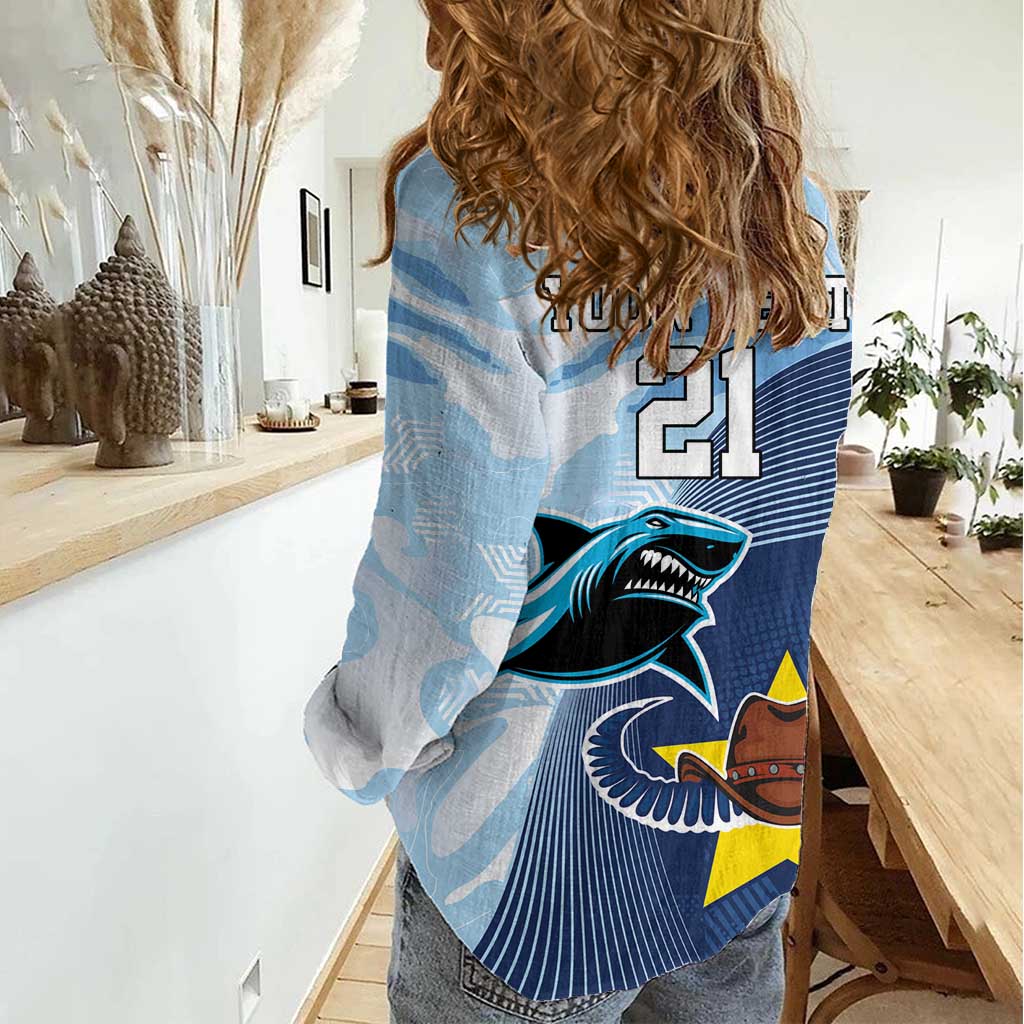 Sharks-Cowboys Rugby Custom Women Casual Shirt Half Dynamic Style - Vibe Hoodie Shop