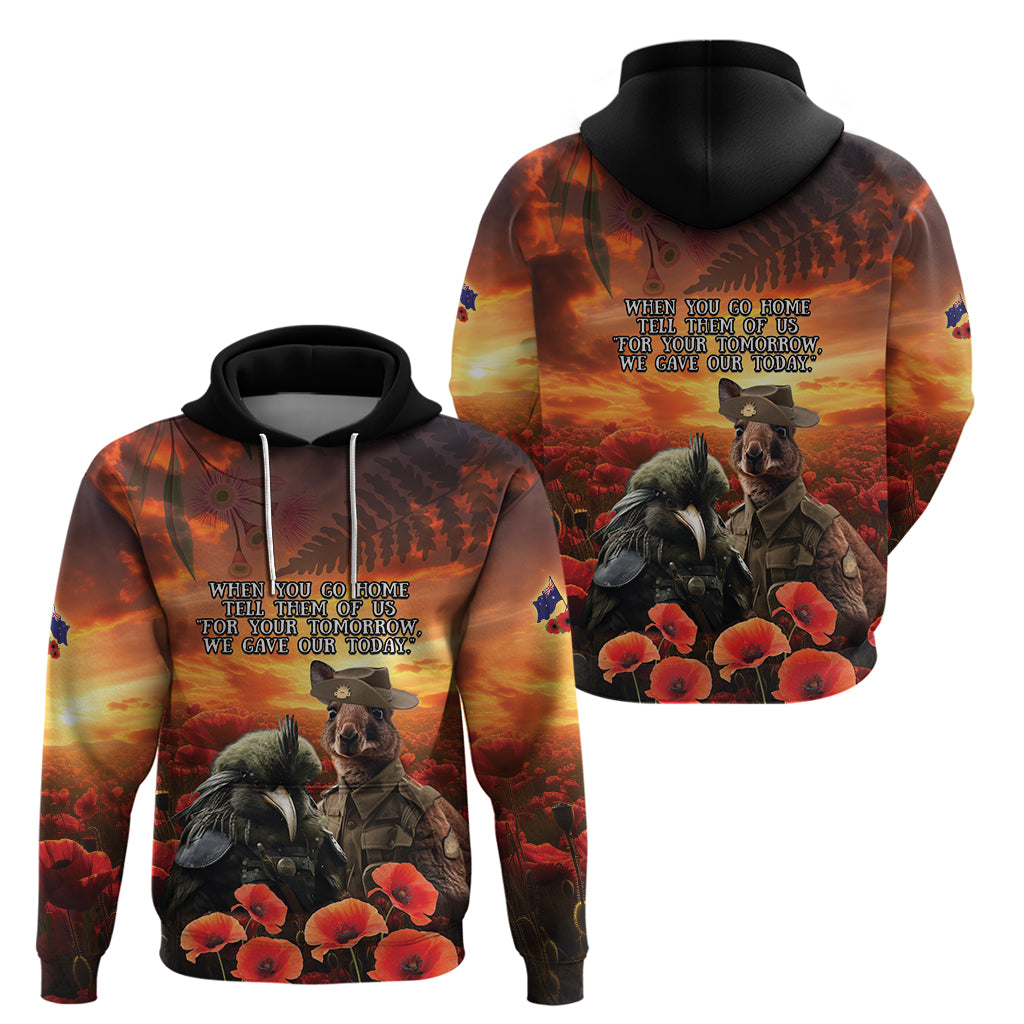 Kangaroo and Kiwi Soldier ANZAC Hoodie The Last War Memorial LT9 - Vibe Hoodie Shop
