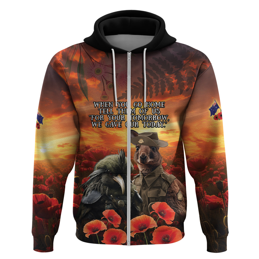 Kangaroo and Kiwi Soldier ANZAC Hoodie The Last War Memorial LT9 - Vibe Hoodie Shop