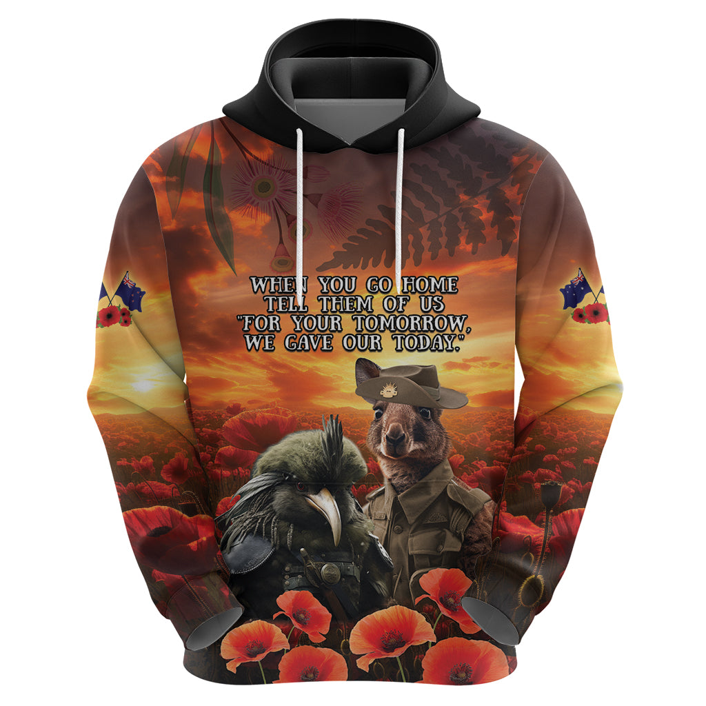 Kangaroo and Kiwi Soldier ANZAC Hoodie The Last War Memorial LT9 - Vibe Hoodie Shop