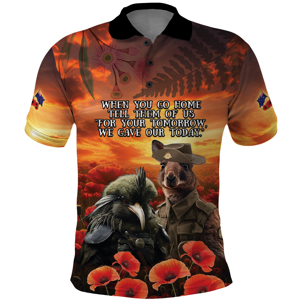 Kangaroo and Kiwi Soldier ANZAC Polo Shirt The Last War Memorial LT9 - Vibe Hoodie Shop