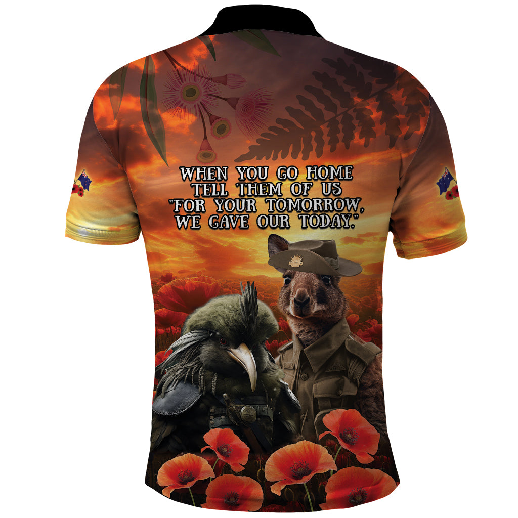 Kangaroo and Kiwi Soldier ANZAC Polo Shirt The Last War Memorial LT9 - Vibe Hoodie Shop