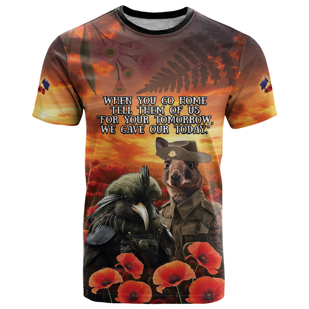 Kangaroo and Kiwi Soldier ANZAC T Shirt The Last War Memorial LT9 - Vibe Hoodie Shop