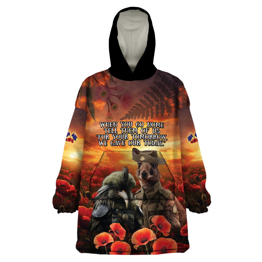 Kangaroo and Kiwi Soldier ANZAC Wearable Blanket Hoodie The Last War Memorial - Vibe Hoodie Shop