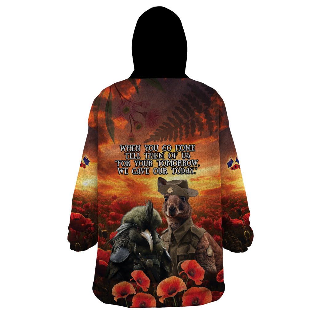 Kangaroo and Kiwi Soldier ANZAC Wearable Blanket Hoodie The Last War Memorial - Vibe Hoodie Shop