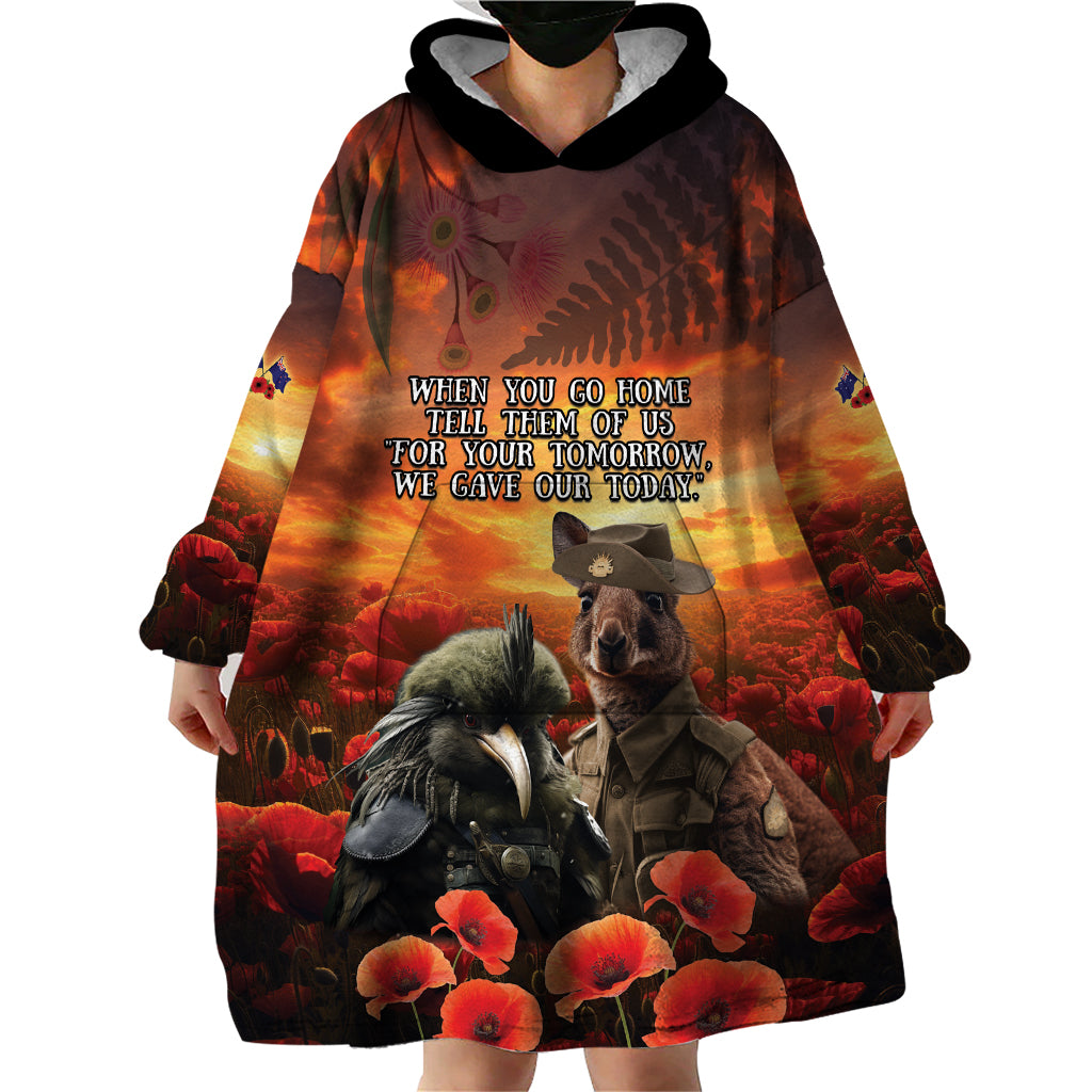 Kangaroo and Kiwi Soldier ANZAC Wearable Blanket Hoodie The Last War Memorial - Vibe Hoodie Shop