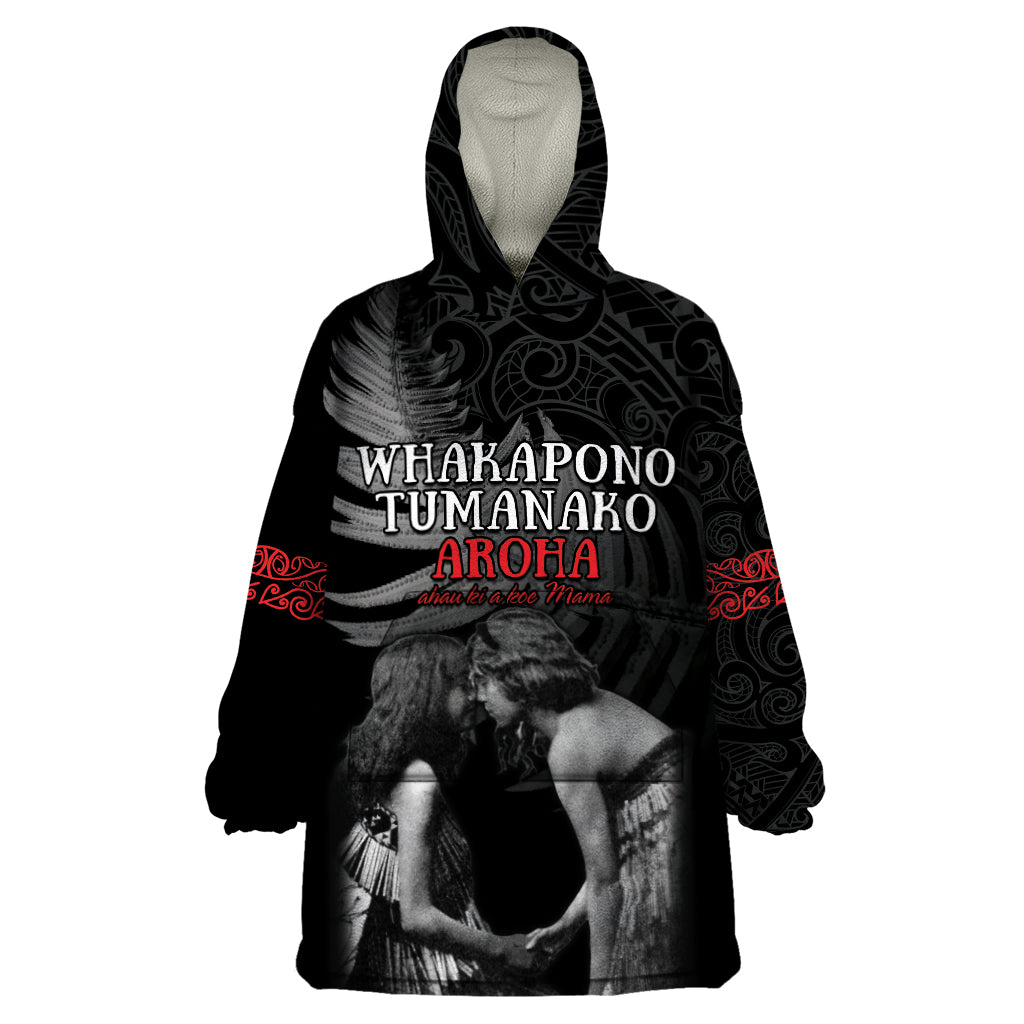 New Zealand Mother's Day Wearable Blanket Hoodie Maori Hongi Aroha Ahau Ki A Koe Mama - Vibe Hoodie Shop