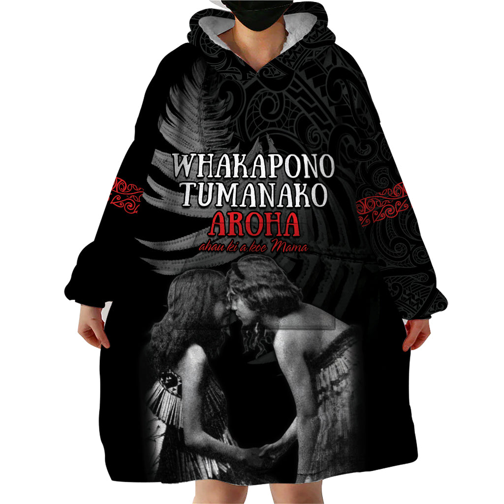 New Zealand Mother's Day Wearable Blanket Hoodie Maori Hongi Aroha Ahau Ki A Koe Mama - Vibe Hoodie Shop