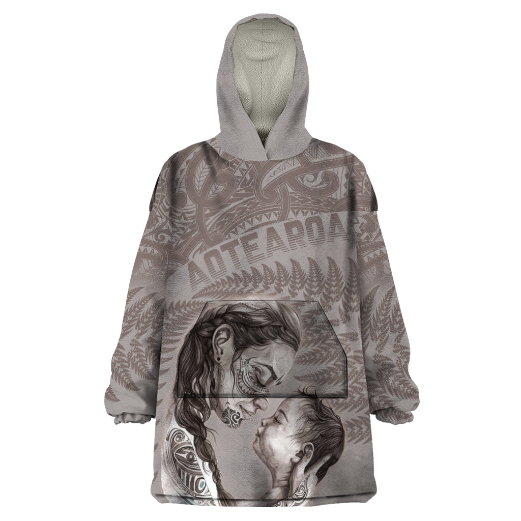 New Zealand Mother's Day Wearable Blanket Hoodie Maori Mo Toku Mama Silver Fern - Vibe Hoodie Shop