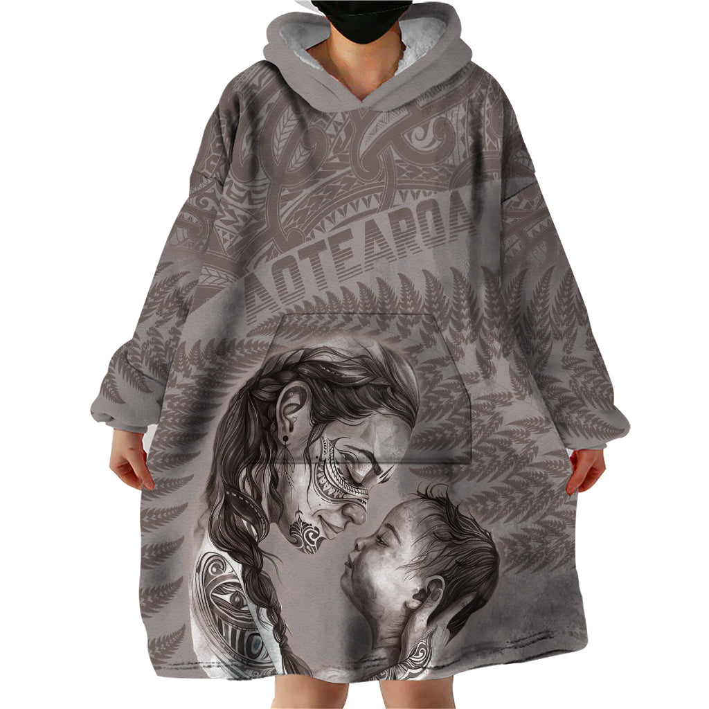 New Zealand Mother's Day Wearable Blanket Hoodie Maori Mo Toku Mama Silver Fern - Vibe Hoodie Shop