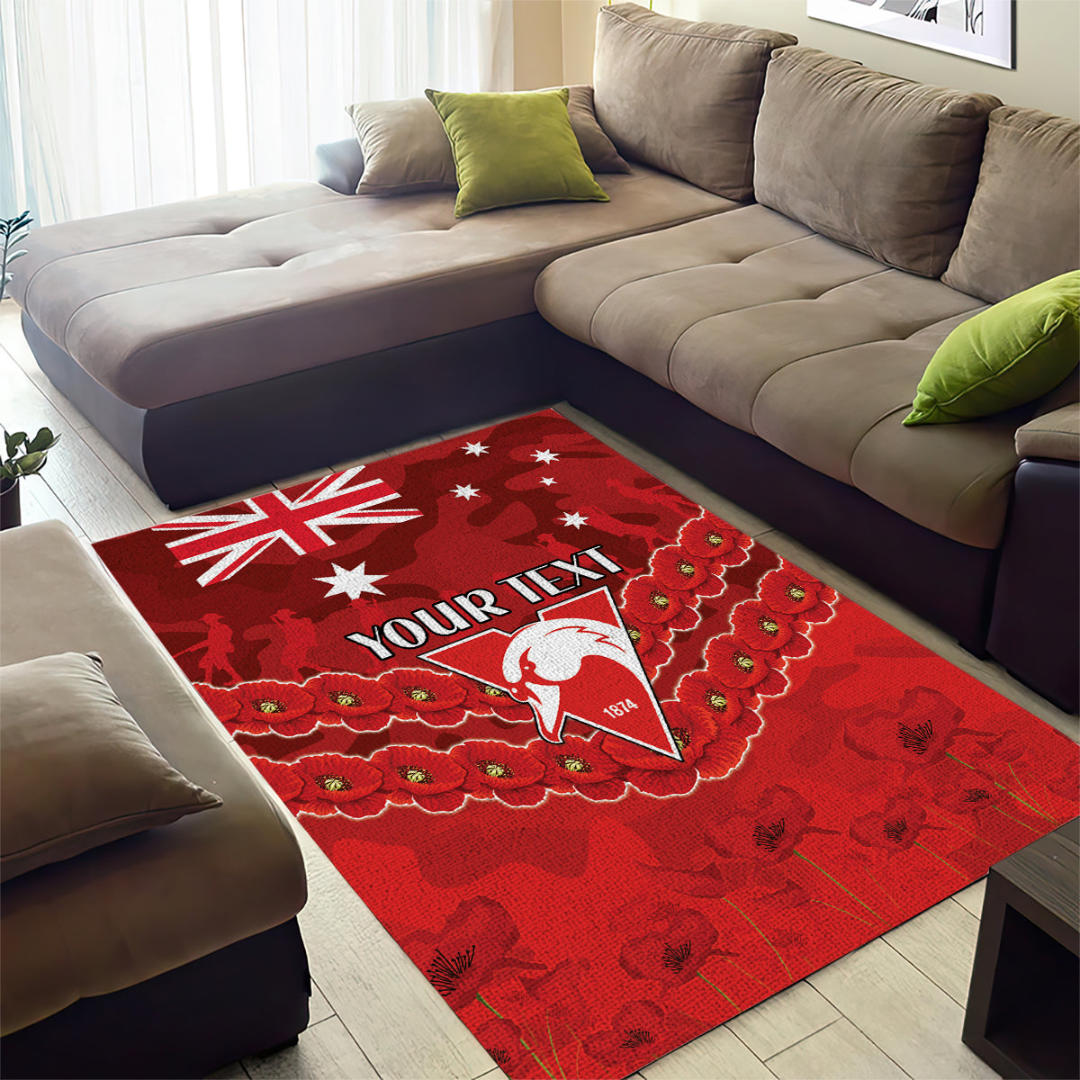 Custom Swans Football Area Rug ANZAC Lest We Forget - Vibe Hoodie Shop