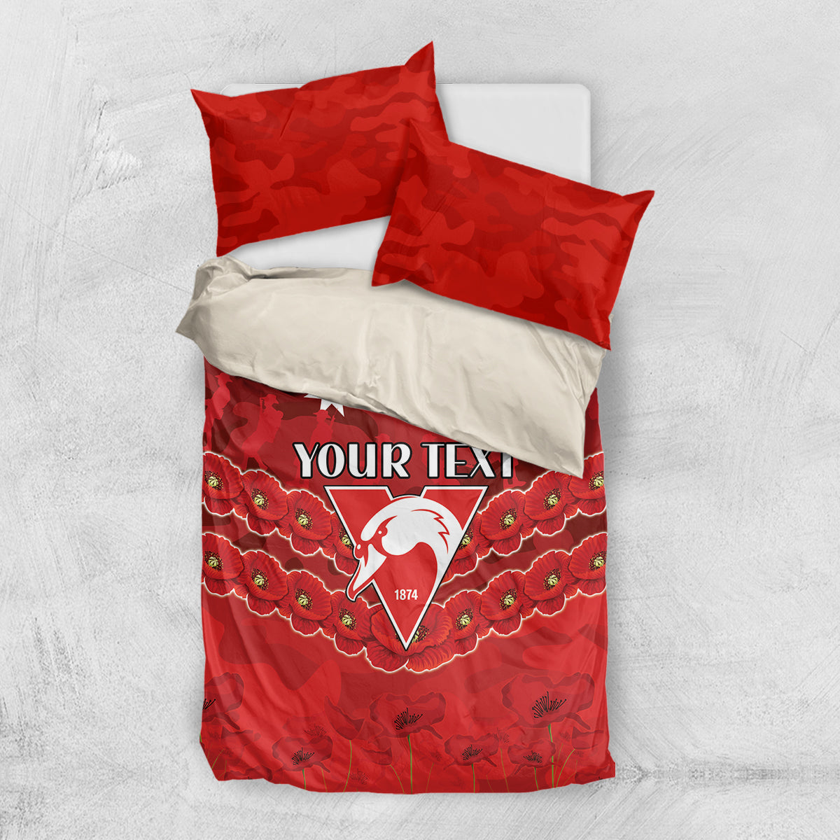 Custom Swans Football Bedding Set ANZAC Lest We Forget - Vibe Hoodie Shop