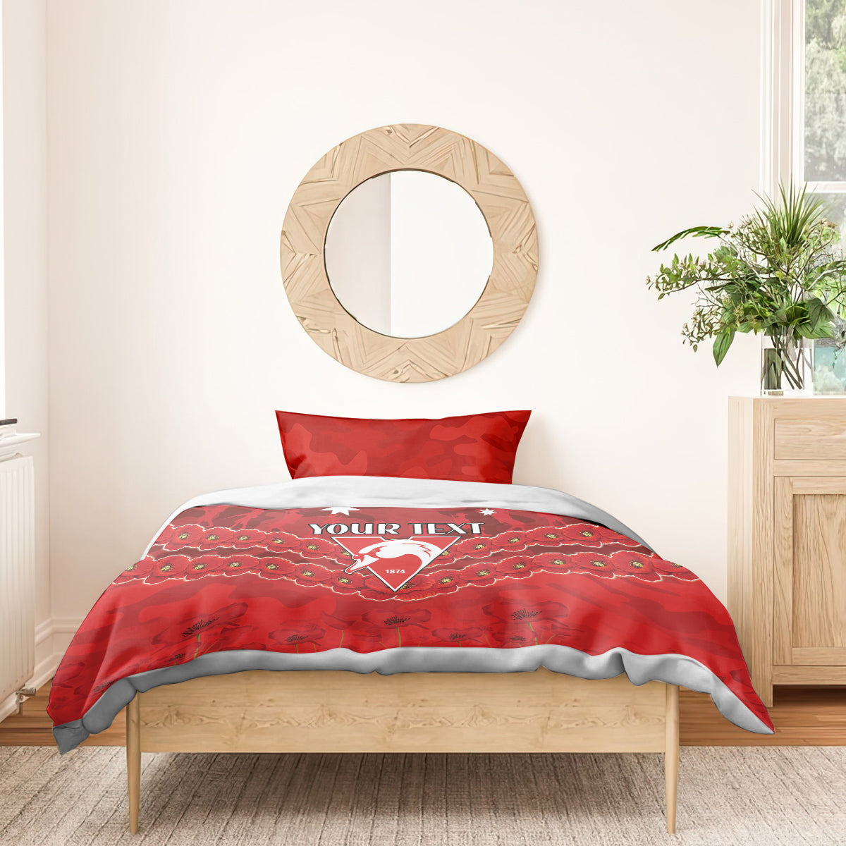 Custom Swans Football Bedding Set ANZAC Lest We Forget - Vibe Hoodie Shop