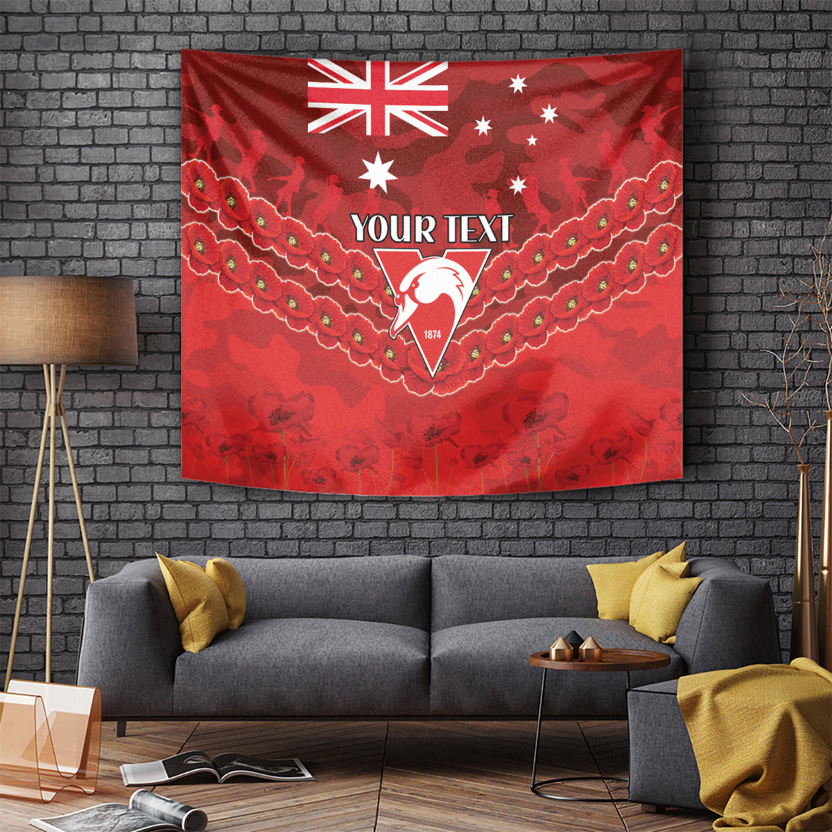 Custom Swans Football Tapestry ANZAC Lest We Forget - Vibe Hoodie Shop