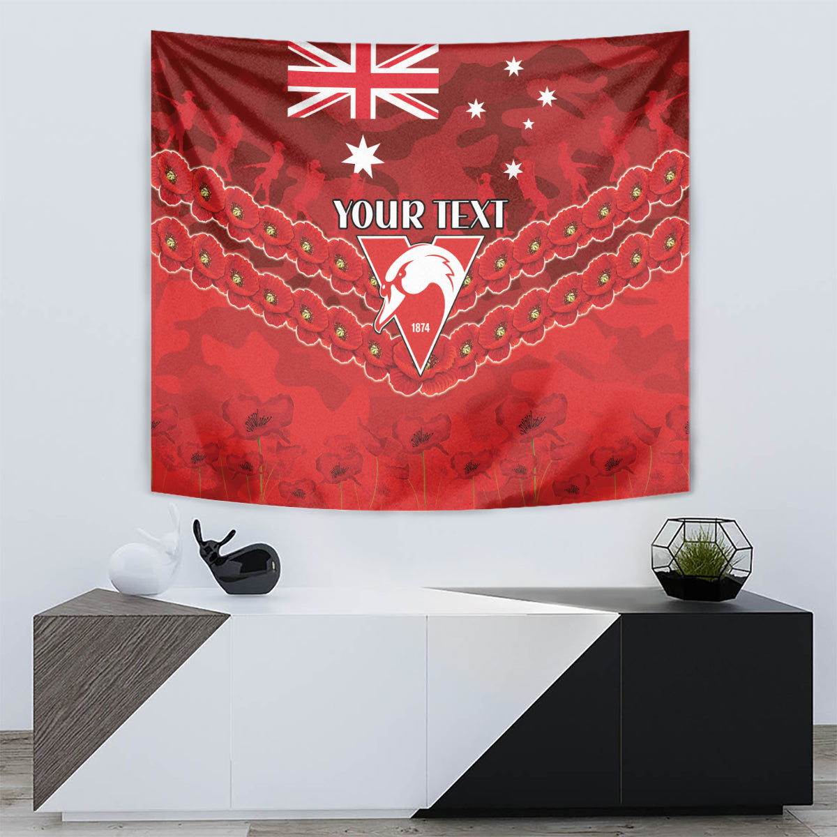 Custom Swans Football Tapestry ANZAC Lest We Forget - Vibe Hoodie Shop