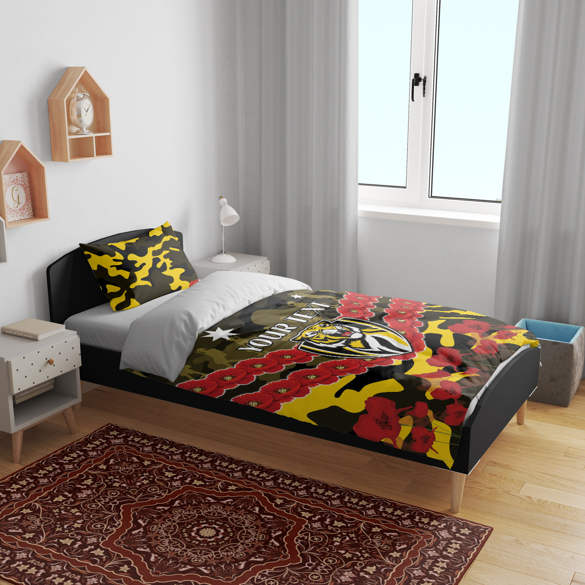 Custom Richmond Tigers Football Bedding Set ANZAC Lest We Forget - Vibe Hoodie Shop