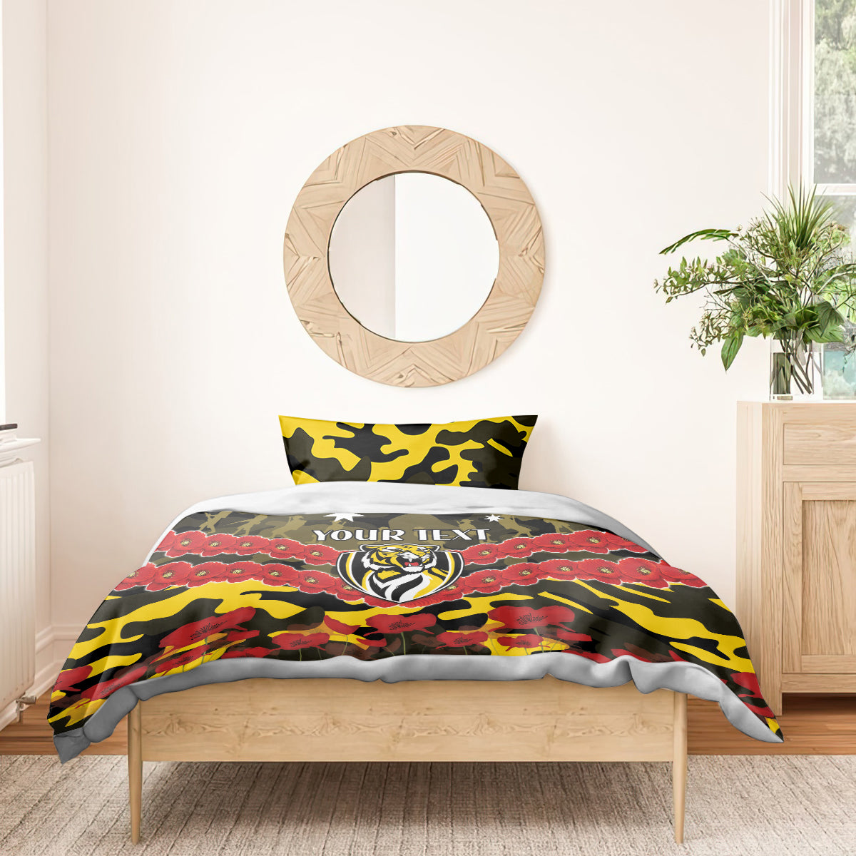 Custom Richmond Tigers Football Bedding Set ANZAC Lest We Forget - Vibe Hoodie Shop