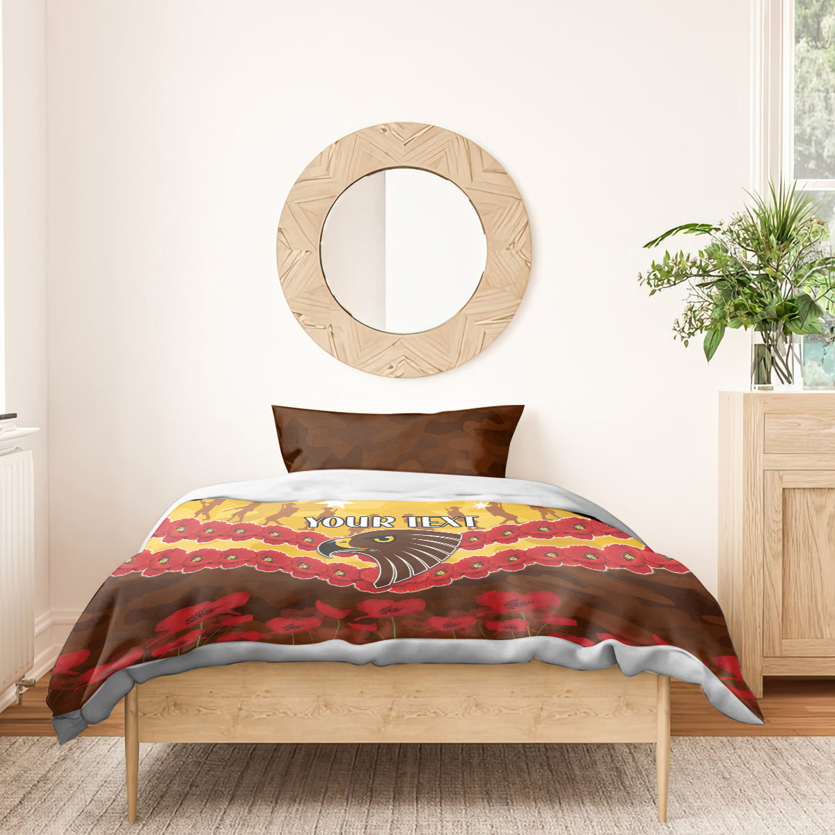Custom Hawks Football Bedding Set ANZAC Lest We Forget - Vibe Hoodie Shop