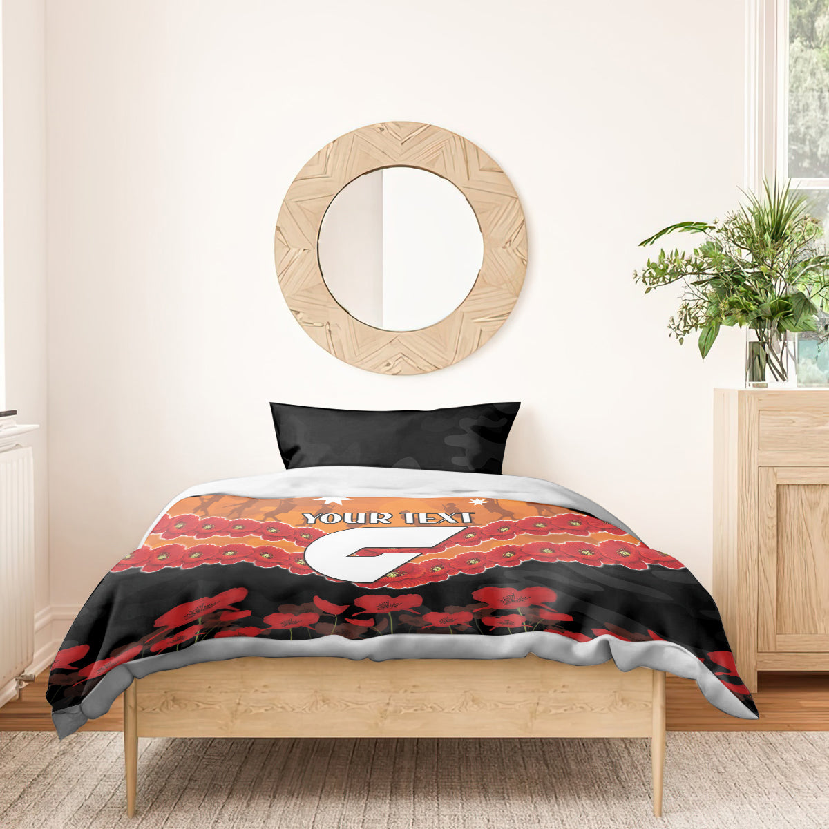 Custom Giants Football Bedding Set ANZAC Lest We Forget - Vibe Hoodie Shop