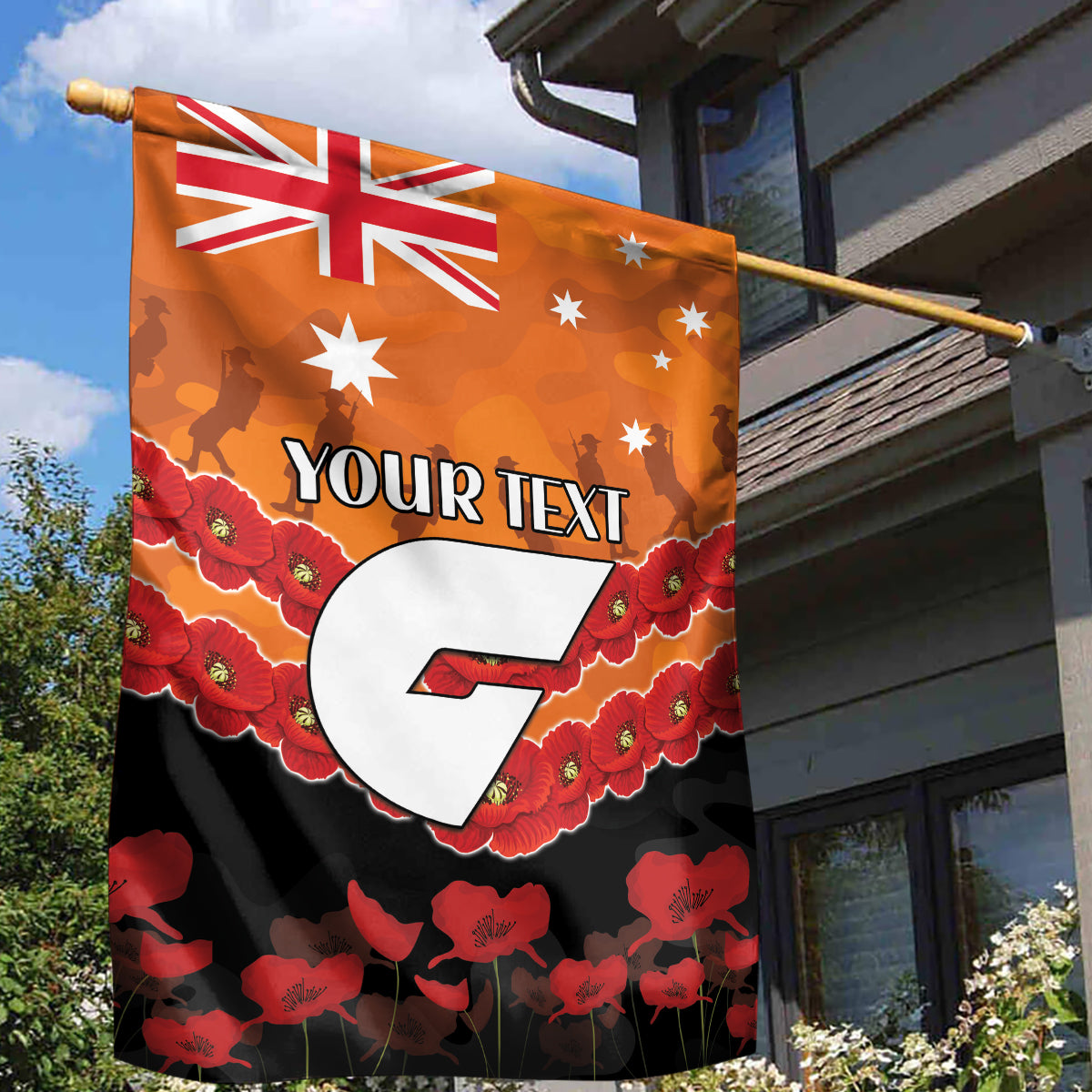 Custom Giants Football Garden Flag ANZAC Lest We Forget - Vibe Hoodie Shop