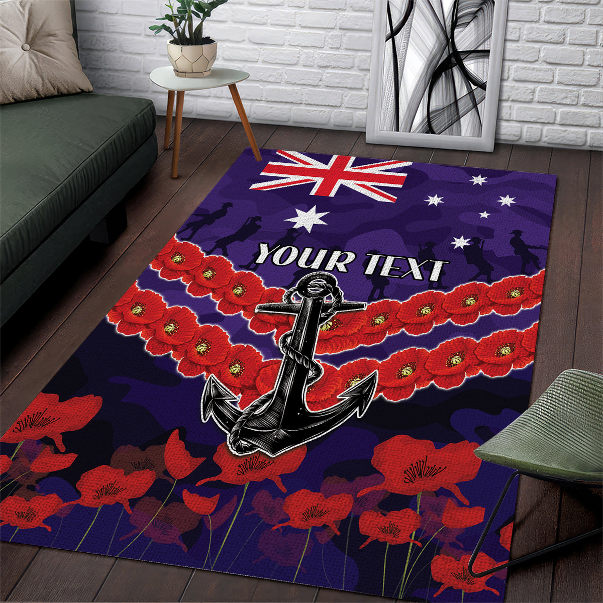 Custom Dockers Football Area Rug ANZAC Lest We Forget - Vibe Hoodie Shop