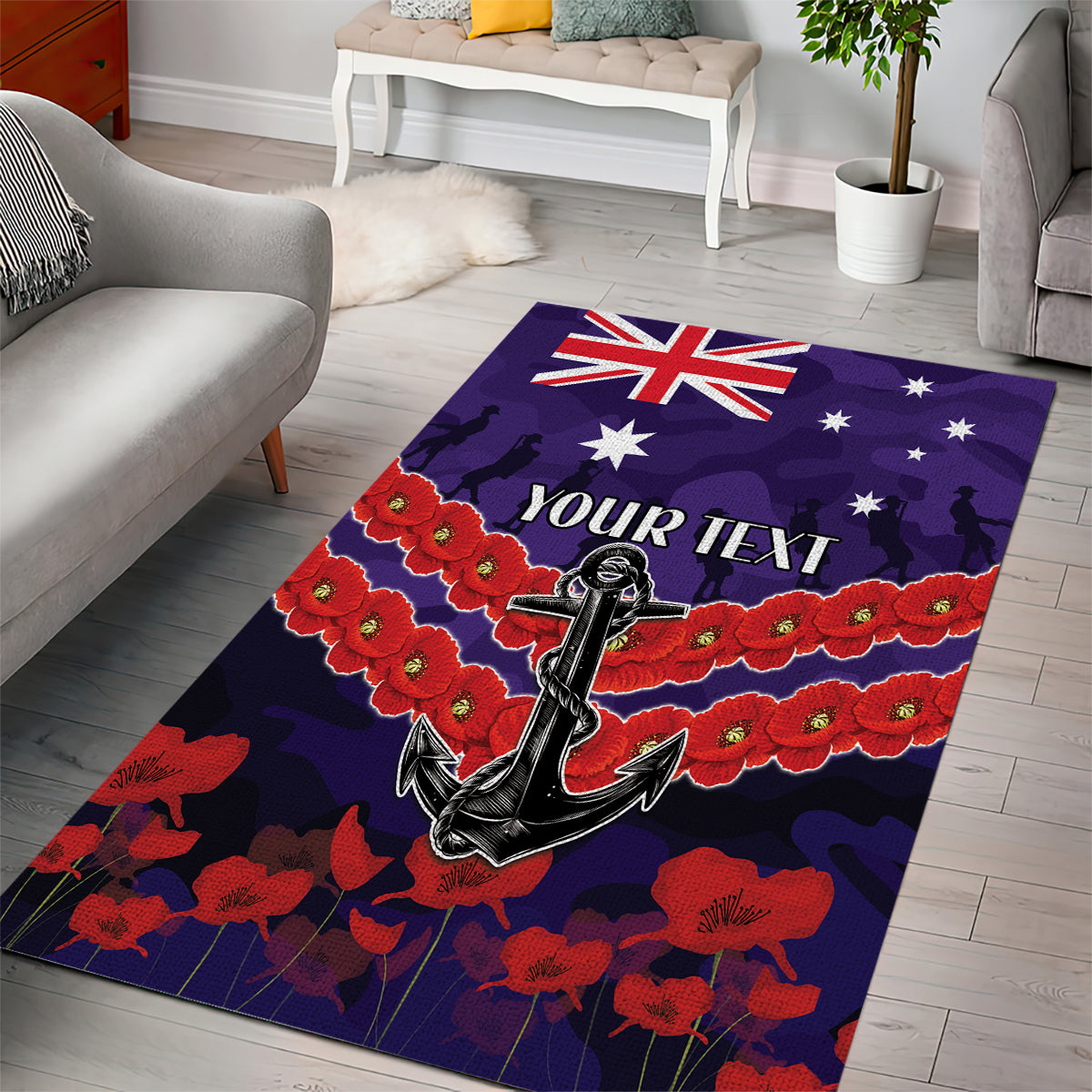 Custom Dockers Football Area Rug ANZAC Lest We Forget - Vibe Hoodie Shop